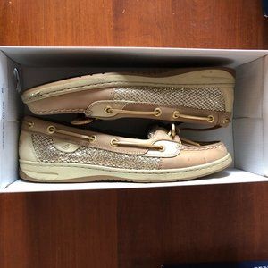Sperry Angelfish Linen/Gold Glitter Sliders - 9